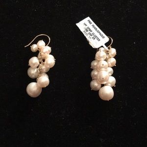 14k Yellow Gold Cluster Pearl Wire Drop Earrings